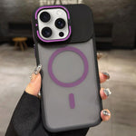 حامل عدسة معدني غير لامع ملمس الجلد مع مغناطيس MagSafe، لهواتف iPhone 16 Plus، iPhone 16، iPhone 15 Pro Max، iPhone 15 Pro، iPhone 15، iPhone 14