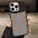 حامل عدسة معدني غير لامع ملمس الجلد مع مغناطيس MagSafe، لهواتف iPhone 16 Plus، iPhone 16، iPhone 15 Pro Max، iPhone 15 Pro، iPhone 15، iPhone 14