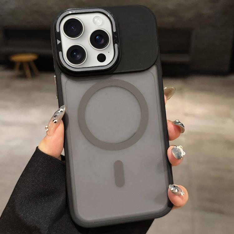 حامل عدسة معدني غير لامع ملمس الجلد مع مغناطيس MagSafe، لهواتف iPhone 16 Plus، iPhone 16، iPhone 15 Pro Max، iPhone 15 Pro، iPhone 15، iPhone 14
