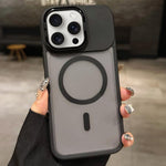حامل عدسة معدني غير لامع ملمس الجلد مع مغناطيس MagSafe، لهواتف iPhone 16 Plus، iPhone 16، iPhone 15 Pro Max، iPhone 15 Pro، iPhone 15، iPhone 14