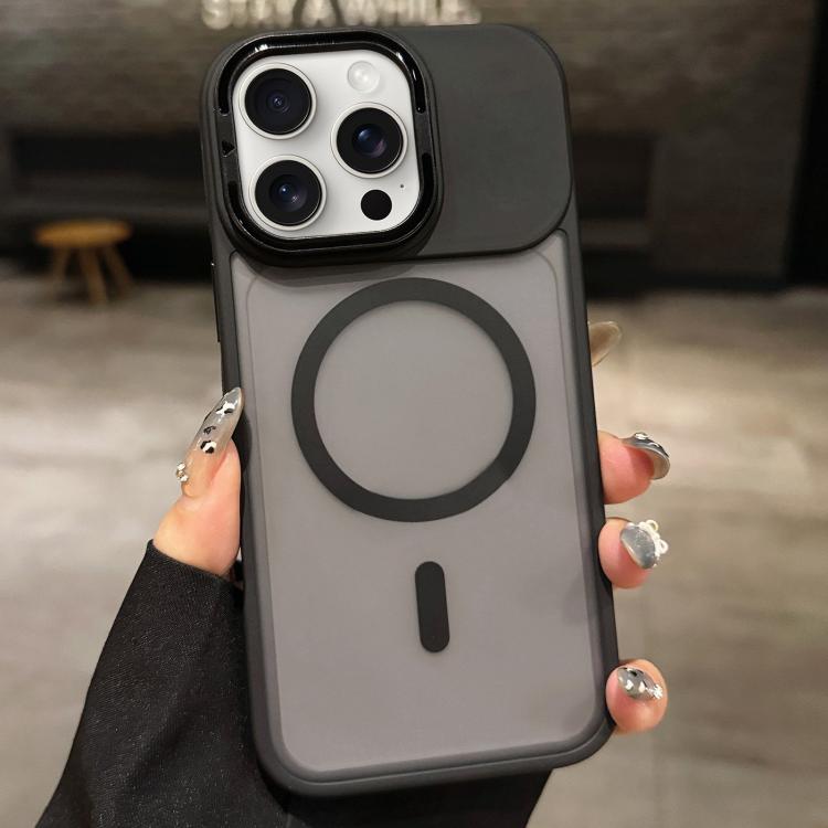 حامل عدسة معدني غير لامع ملمس الجلد مع مغناطيس MagSafe، لهواتف iPhone 16 Plus، iPhone 16، iPhone 15 Pro Max، iPhone 15 Pro، iPhone 15، iPhone 14
