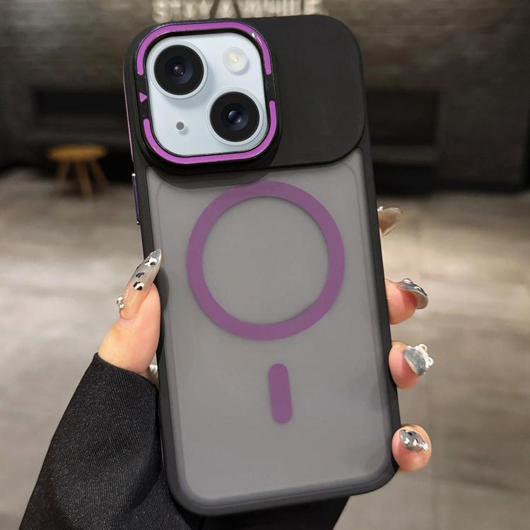 حامل عدسة معدني غير لامع ملمس الجلد مع مغناطيس MagSafe، لهواتف iPhone 16 Plus، iPhone 16، iPhone 15 Pro Max، iPhone 15 Pro، iPhone 15، iPhone 14