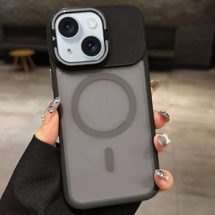 حامل عدسة معدني غير لامع ملمس الجلد مع مغناطيس MagSafe، لهواتف iPhone 16 Plus، iPhone 16، iPhone 15 Pro Max، iPhone 15 Pro، iPhone 15، iPhone 14