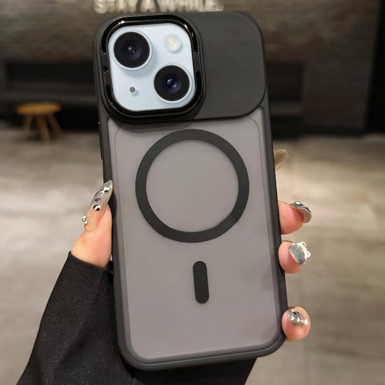 حامل عدسة معدني غير لامع ملمس الجلد مع مغناطيس MagSafe، لهواتف iPhone 16 Plus، iPhone 16، iPhone 15 Pro Max، iPhone 15 Pro، iPhone 15، iPhone 14