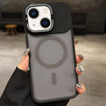 حامل عدسة معدني غير لامع ملمس الجلد مع مغناطيس MagSafe، لهواتف iPhone 16 Plus، iPhone 16، iPhone 15 Pro Max، iPhone 15 Pro، iPhone 15، iPhone 14