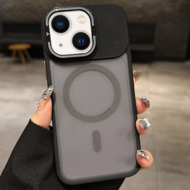 حامل عدسة معدني غير لامع ملمس الجلد مع مغناطيس MagSafe، لهواتف iPhone 16 Plus، iPhone 16، iPhone 15 Pro Max، iPhone 15 Pro، iPhone 15، iPhone 14