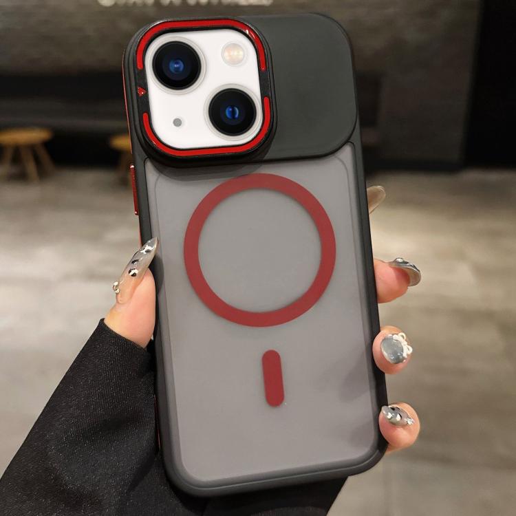حامل عدسة معدني غير لامع ملمس الجلد مع مغناطيس MagSafe، لهواتف iPhone 16 Plus، iPhone 16، iPhone 15 Pro Max، iPhone 15 Pro، iPhone 15، iPhone 14