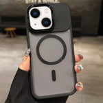 حامل عدسة معدني غير لامع ملمس الجلد مع مغناطيس MagSafe، لهواتف iPhone 16 Plus، iPhone 16، iPhone 15 Pro Max، iPhone 15 Pro، iPhone 15، iPhone 14