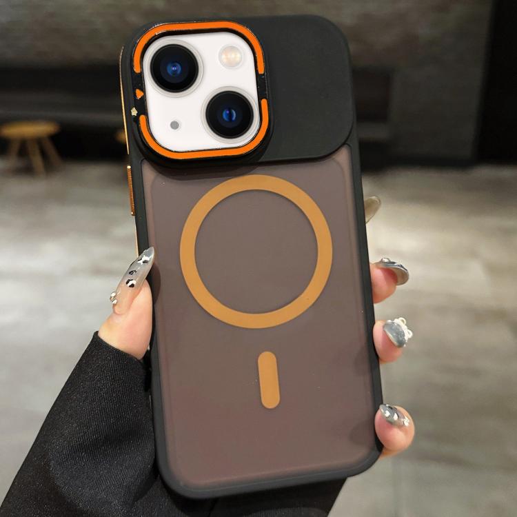 حامل عدسة معدني غير لامع ملمس الجلد مع مغناطيس MagSafe، لهواتف iPhone 16 Plus، iPhone 16، iPhone 15 Pro Max، iPhone 15 Pro، iPhone 15، iPhone 14