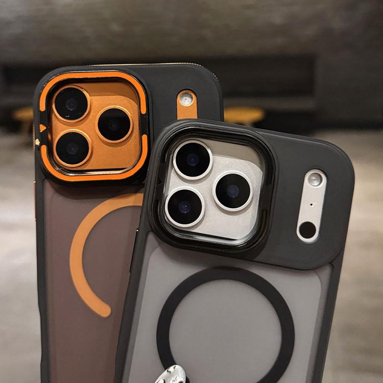 حامل عدسة معدني غير لامع ملمس الجلد مع مغناطيس MagSafe، لهواتف iPhone 16 Plus، iPhone 16، iPhone 15 Pro Max، iPhone 15 Pro، iPhone 15، iPhone 14