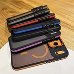 حامل عدسة معدني غير لامع ملمس الجلد مع مغناطيس MagSafe، لهواتف iPhone 16 Plus، iPhone 16، iPhone 15 Pro Max، iPhone 15 Pro، iPhone 15، iPhone 14
