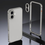 غطاء إطار معدني مضاد للانزلاق مزدوج الجوانب مع غطاء عدسة، لهواتف iPhone 17 Pro Max، iPhone 17 Pro، iPhone 17، iPhone 16 Pro Max، iPhone 16 Pro، iPhone 16