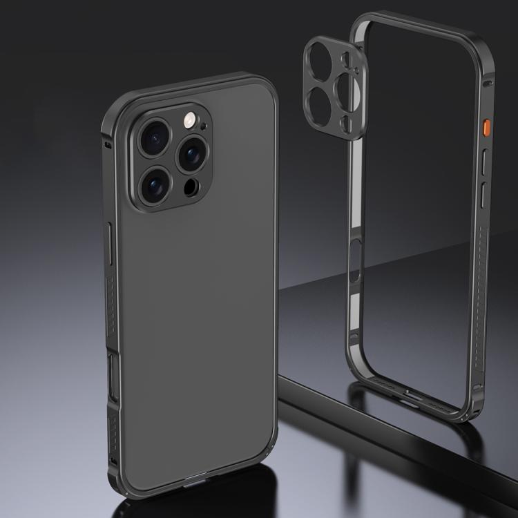 غطاء إطار معدني مضاد للانزلاق مزدوج الجوانب مع غطاء عدسة، لهواتف iPhone 17 Pro Max، iPhone 17 Pro، iPhone 17، iPhone 16 Pro Max، iPhone 16 Pro، iPhone 16