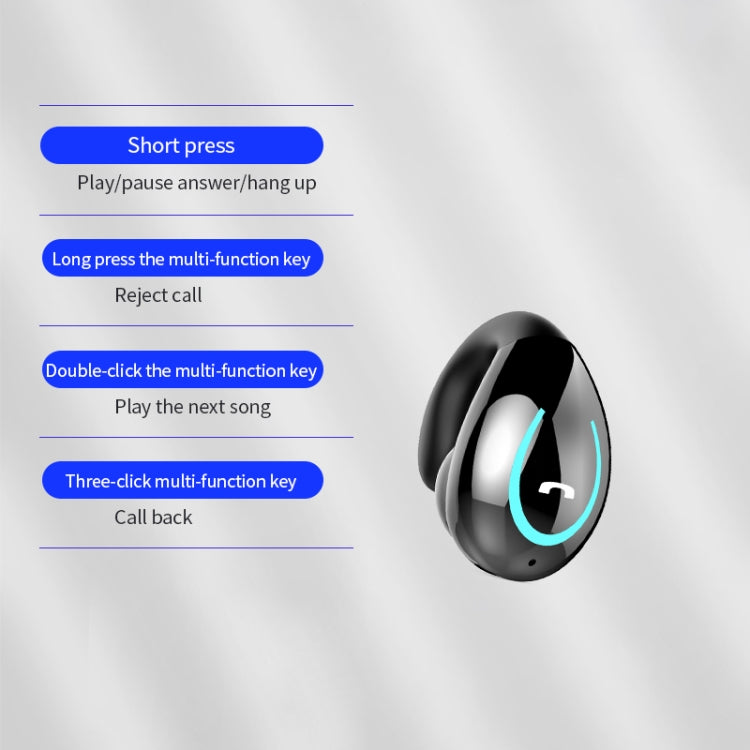 سماعات أذن بلوتوث YX08 V5.0 خفيفة الوزن بتصميم مشبك للأذن ستيريو مع ميكروفون، مفردة
