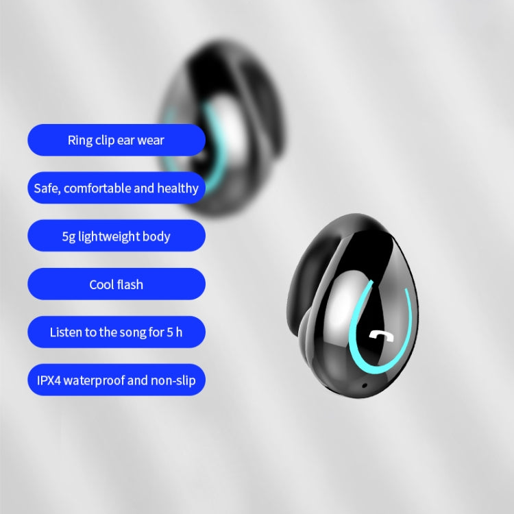 سماعات أذن بلوتوث YX08 V5.0 خفيفة الوزن بتصميم مشبك للأذن ستيريو مع ميكروفون، مفردة
