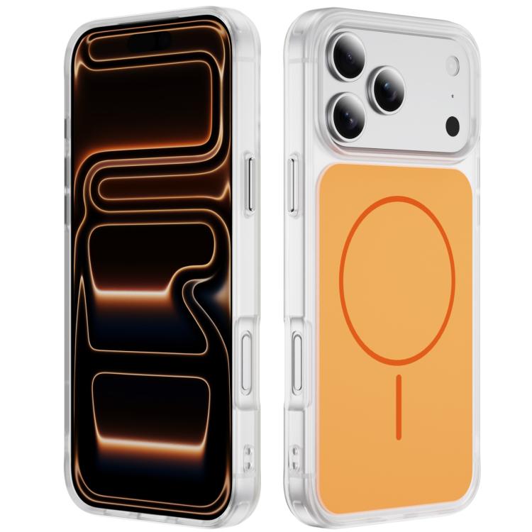غطاء هاتف مغناطيسي MagSafe شفاف غير لامع ملمس الجلد الكريستالي، لهواتف iPhone 17 Pro Max، iPhone 17 Pro، iPhone 17، iPhone Air
