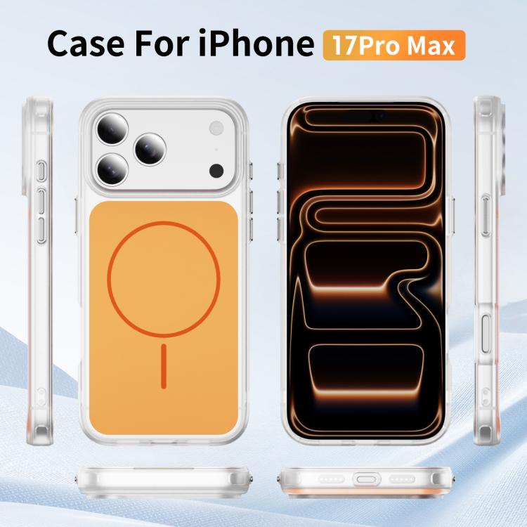 غطاء هاتف مغناطيسي MagSafe شفاف غير لامع ملمس الجلد الكريستالي، لهواتف iPhone 17 Pro Max، iPhone 17 Pro، iPhone 17، iPhone Air
