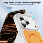 غطاء هاتف مغناطيسي MagSafe شفاف غير لامع ملمس الجلد الكريستالي، لهواتف iPhone 17 Pro Max، iPhone 17 Pro، iPhone 17، iPhone Air