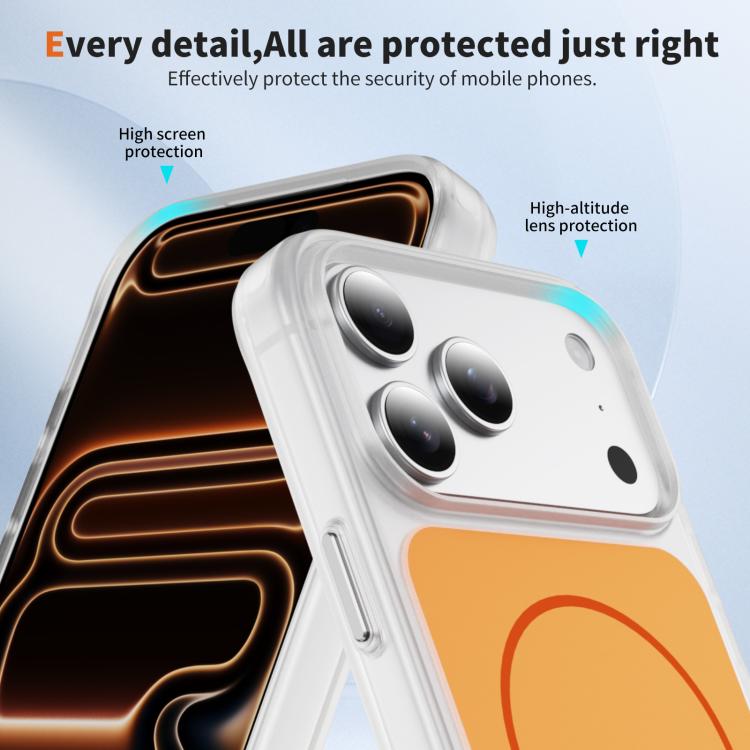 غطاء هاتف مغناطيسي MagSafe شفاف غير لامع ملمس الجلد الكريستالي، لهواتف iPhone 17 Pro Max، iPhone 17 Pro، iPhone 17، iPhone Air