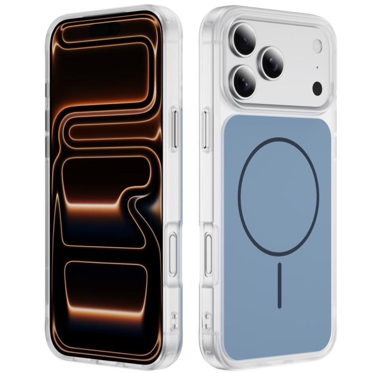 غطاء هاتف مغناطيسي MagSafe شفاف غير لامع ملمس الجلد الكريستالي، لهواتف iPhone 17 Pro Max، iPhone 17 Pro، iPhone 17، iPhone Air