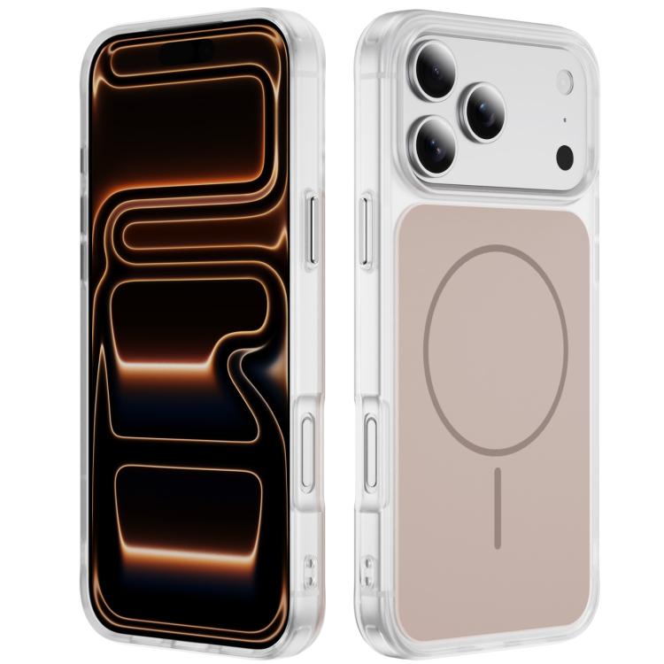 غطاء هاتف مغناطيسي MagSafe شفاف غير لامع ملمس الجلد الكريستالي، لهواتف iPhone 17 Pro Max، iPhone 17 Pro، iPhone 17، iPhone Air