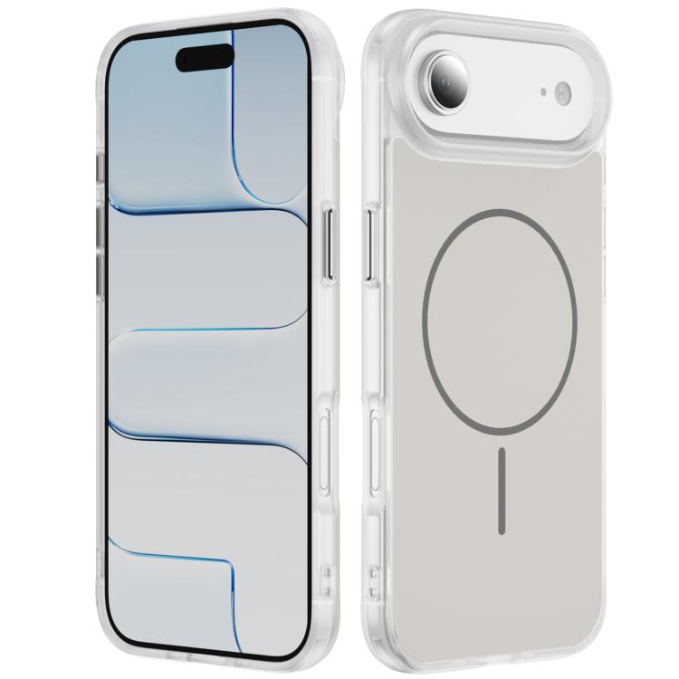 غطاء هاتف مغناطيسي MagSafe شفاف غير لامع ملمس الجلد الكريستالي، لهواتف iPhone 17 Pro Max، iPhone 17 Pro، iPhone 17، iPhone Air