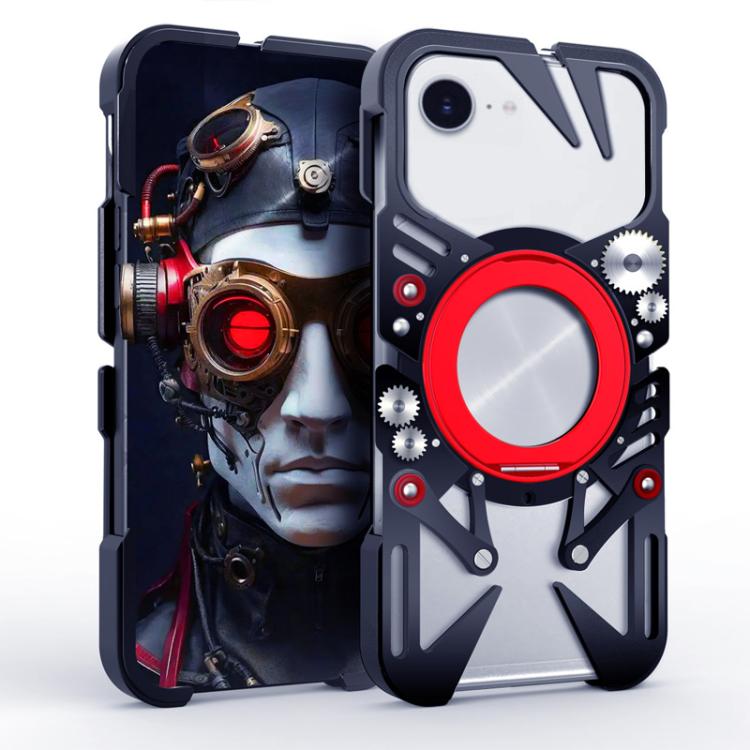 غطاء هاتف معدني مجوف ماجسيف مع حامل دوار وحبل معصم، لهواتف iPhone 17e / 16e، iPhone 17 Pro Max، iPhone 17 Pro، iPhone 17، iPhone 16 Pro Max، iPhone 16 Pro، iPhone 16 Plus، iPhone 16