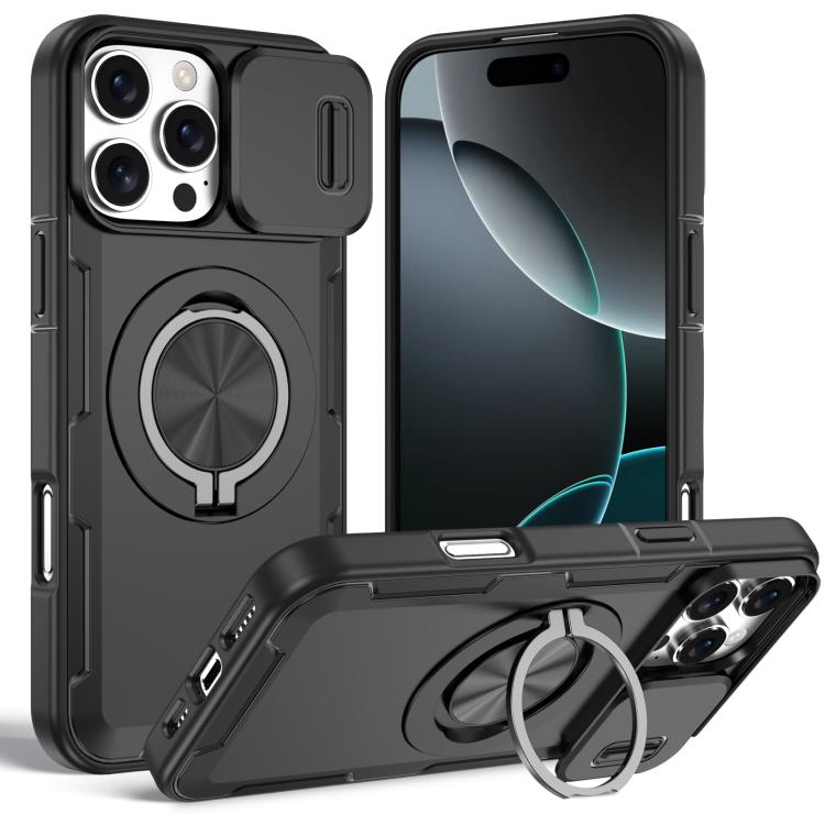 غطاء هاتف ماجسيف مع حامل دوار Camshield، لهواتف iPhone 17 Pro Max، iPhone 17 Pro، iPhone 16 Pro Max، iPhone 16 Pro، iPhone 16 Plus، iPhone 16، iPhone 15 Pro Max، iPhone 15 Pro