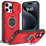 غطاء هاتف ماجسيف مع حامل دوار Camshield، لهواتف iPhone 17 Pro Max، iPhone 17 Pro، iPhone 16 Pro Max، iPhone 16 Pro، iPhone 16 Plus، iPhone 16، iPhone 15 Pro Max، iPhone 15 Pro