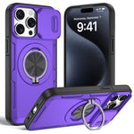 غطاء هاتف ماجسيف مع حامل دوار Camshield، لهواتف iPhone 17 Pro Max، iPhone 17 Pro، iPhone 16 Pro Max، iPhone 16 Pro، iPhone 16 Plus، iPhone 16، iPhone 15 Pro Max، iPhone 15 Pro