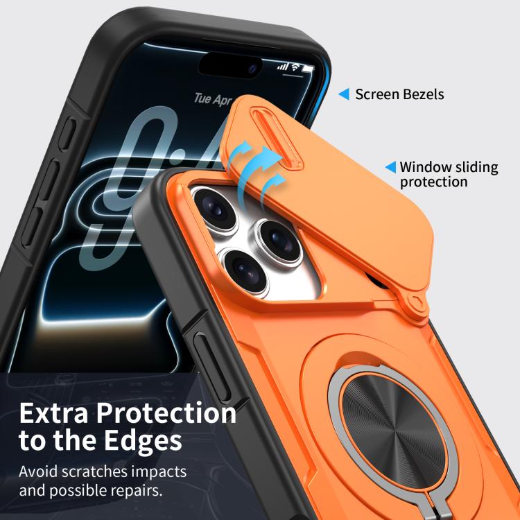 غطاء هاتف ماجسيف مع حامل دوار Camshield، لهواتف iPhone 17 Pro Max، iPhone 17 Pro، iPhone 16 Pro Max، iPhone 16 Pro، iPhone 16 Plus، iPhone 16، iPhone 15 Pro Max، iPhone 15 Pro