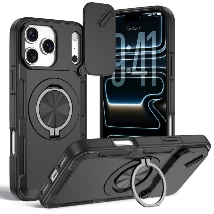 غطاء هاتف ماجسيف مع حامل دوار Camshield، لهواتف iPhone 17 Pro Max، iPhone 17 Pro، iPhone 16 Pro Max، iPhone 16 Pro، iPhone 16 Plus، iPhone 16، iPhone 15 Pro Max، iPhone 15 Pro