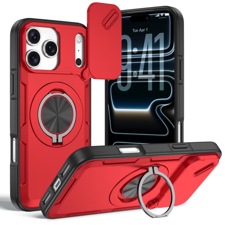غطاء هاتف ماجسيف مع حامل دوار Camshield، لهواتف iPhone 17 Pro Max، iPhone 17 Pro، iPhone 16 Pro Max، iPhone 16 Pro، iPhone 16 Plus، iPhone 16، iPhone 15 Pro Max، iPhone 15 Pro