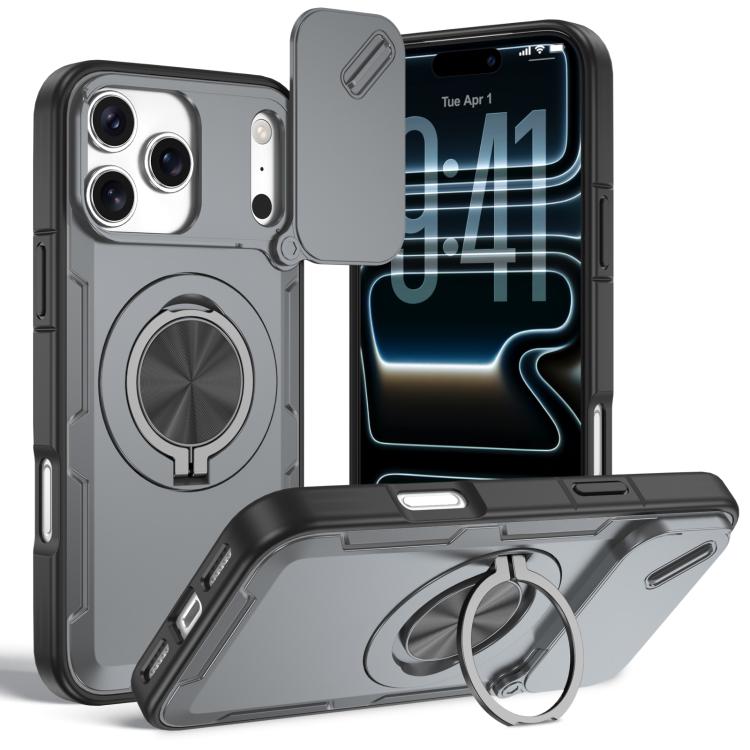 غطاء هاتف ماجسيف مع حامل دوار Camshield، لهواتف iPhone 17 Pro Max، iPhone 17 Pro، iPhone 16 Pro Max، iPhone 16 Pro، iPhone 16 Plus، iPhone 16، iPhone 15 Pro Max، iPhone 15 Pro