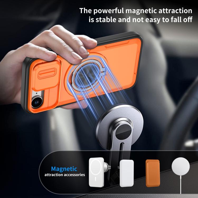 غطاء هاتف ماجسيف مع حامل دوار Camshield، لهواتف iPhone 17 Pro Max، iPhone 17 Pro، iPhone 16 Pro Max، iPhone 16 Pro، iPhone 16 Plus، iPhone 16، iPhone 15 Pro Max، iPhone 15 Pro