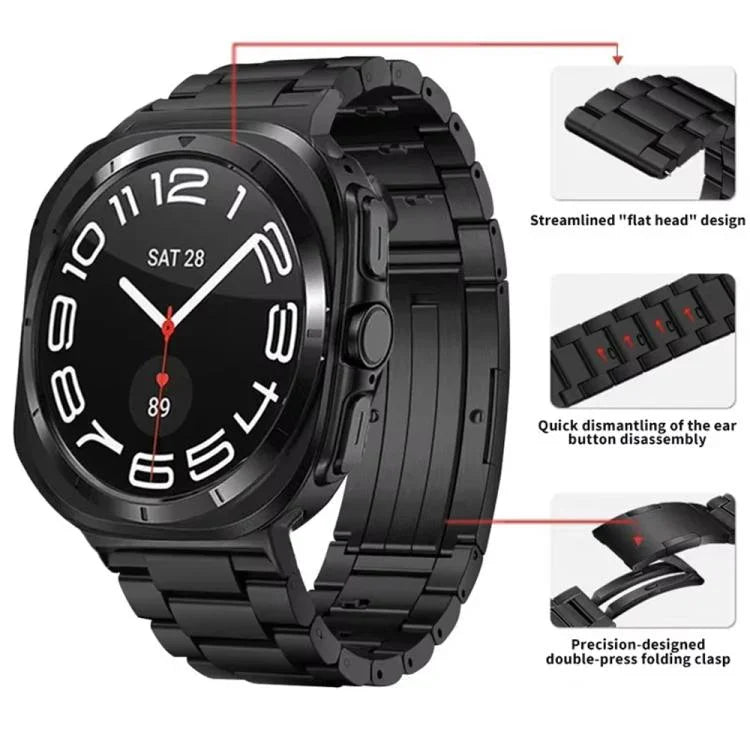 Detachable Three Beads HW Buckle Titanium Alloy Watch Band, For Samsung Galaxy Watch Ultra 47mm / Ultra 2025, For Samsung Galaxy Watch8 / Watch8 Classic