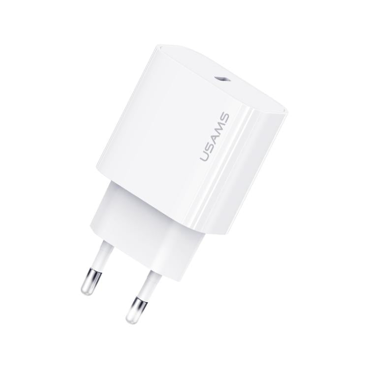 شاحن سريع USB-C / Type-C منفذ واحد USAMS CC226 T65 PD20W، قابس الاتحاد الأوروبي، CC226