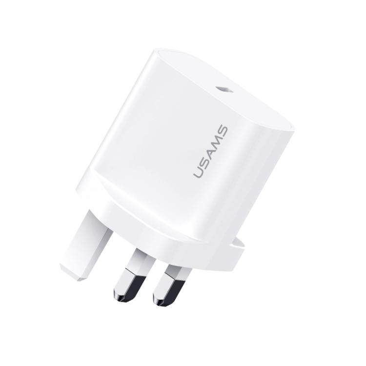 شاحن سريع USB-C / Type-C منفذ واحد USAMS CC227 T65 PD20W، قابس المملكة المتحدة، CC227
