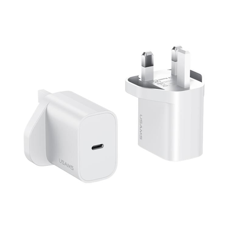 شاحن سريع USB-C / Type-C منفذ واحد USAMS CC227 T65 PD20W، قابس المملكة المتحدة، CC227
