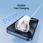 شاحن سريع USB-C / Type-C منفذ واحد USAMS CC227 T65 PD20W، قابس المملكة المتحدة، CC227