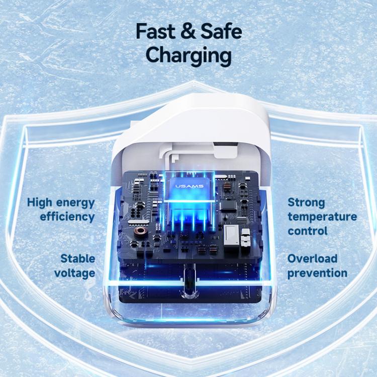 شاحن سريع USB-C / Type-C منفذ واحد USAMS CC227 T65 PD20W، قابس المملكة المتحدة، CC227