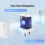 شاحن سريع USB-C / Type-C منفذ واحد USAMS CC227 T65 PD20W، قابس المملكة المتحدة، CC227