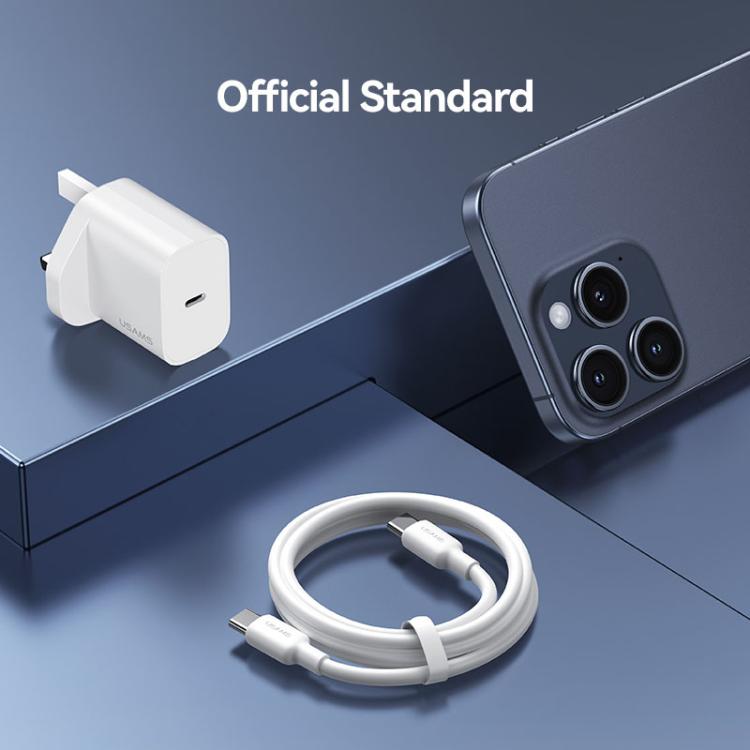 شاحن سريع USB-C / Type-C منفذ واحد USAMS CC227 T65 PD20W، قابس المملكة المتحدة، CC227