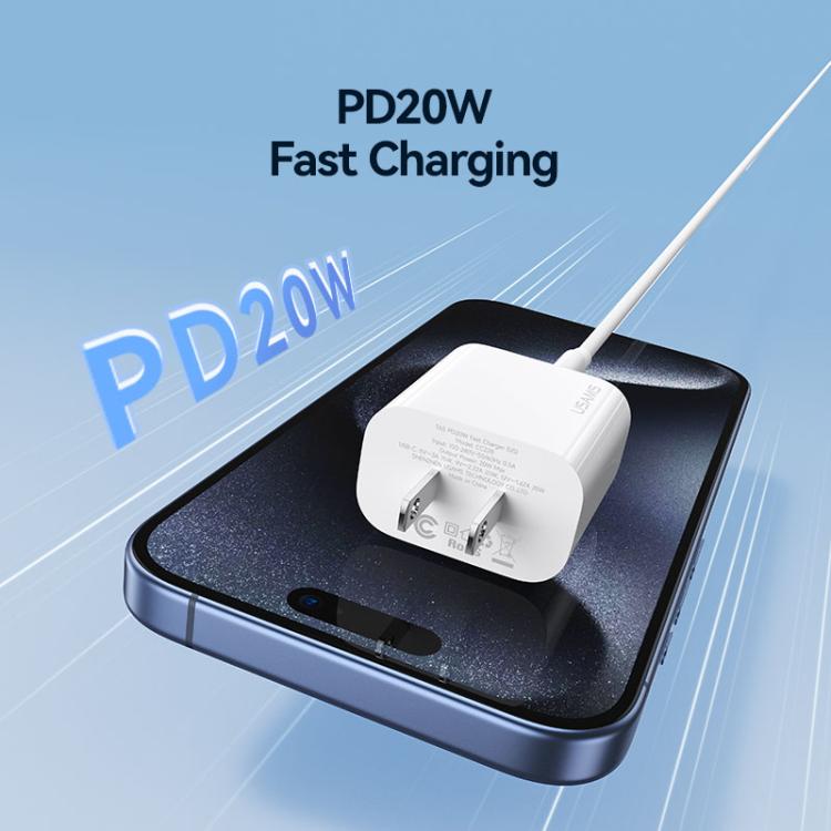 شاحن سريع USB-C / Type-C منفذ واحد USAMS CC228 T65 PD20W، قابس الولايات المتحدة، CC228