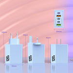 شاحن متعدد المنافذ ADC-F007 بقوة 120 واط مع 3 منافذ Type-C ومنفذين USB، قابس أمريكي، قابس أوروبي، قابس بريطاني