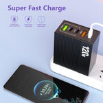 شاحن متعدد المنافذ ADC-F007 بقوة 120 واط مع 3 منافذ Type-C ومنفذين USB، قابس أمريكي، قابس أوروبي، قابس بريطاني