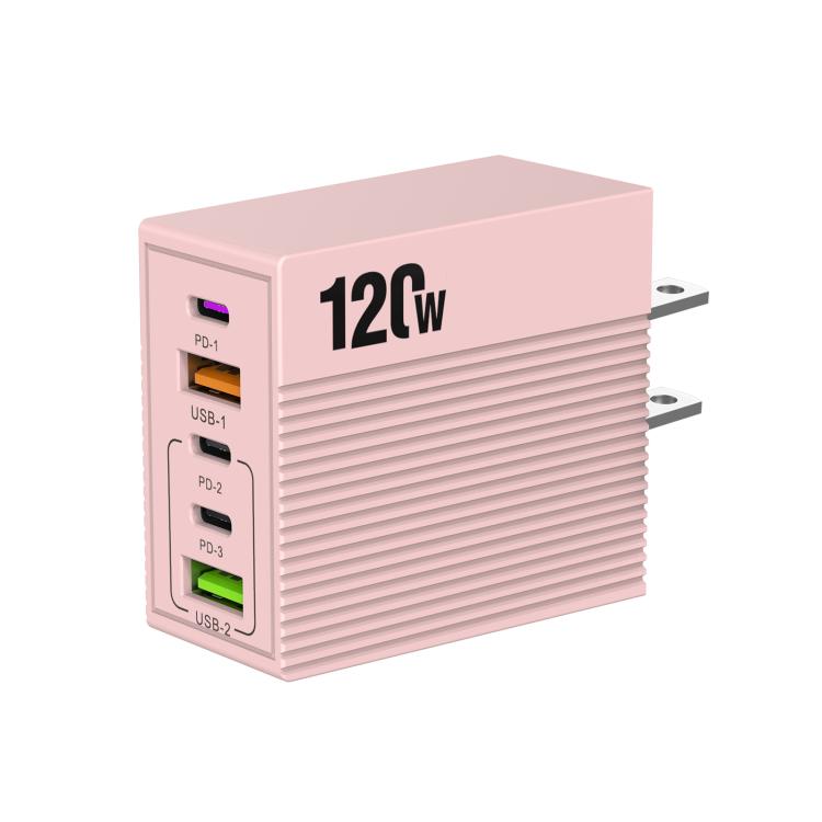 شاحن متعدد المنافذ ADC-F007 بقوة 120 واط مع 3 منافذ Type-C ومنفذين USB، قابس أمريكي، قابس أوروبي، قابس بريطاني