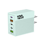 شاحن متعدد المنافذ ADC-F007 بقوة 120 واط مع 3 منافذ Type-C ومنفذين USB، قابس أمريكي، قابس أوروبي، قابس بريطاني