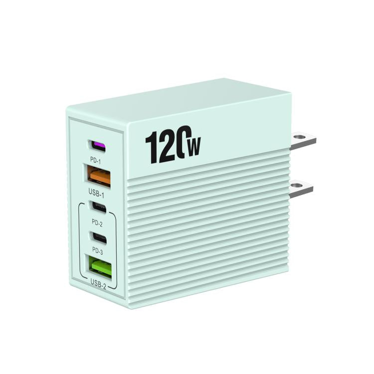 شاحن متعدد المنافذ ADC-F007 بقوة 120 واط مع 3 منافذ Type-C ومنفذين USB، قابس أمريكي، قابس أوروبي، قابس بريطاني