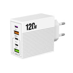 شاحن متعدد المنافذ ADC-F007 بقوة 120 واط مع 3 منافذ Type-C ومنفذين USB، قابس أمريكي، قابس أوروبي، قابس بريطاني